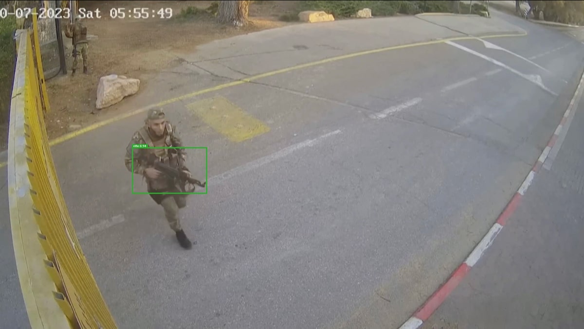 AI Weapon Detection in Security camera footage Hamas Kibbutz Beeri attack