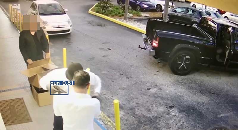 AI Weapon Detection Software using already installed security camera in in Miami Jewelry store
